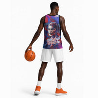 Rosa Parks Basketball Jersey Red Blue Abstract Art Portrait Sitting Down to Stand Up Quote Civil Rights Tribute - Wonder Print Shop