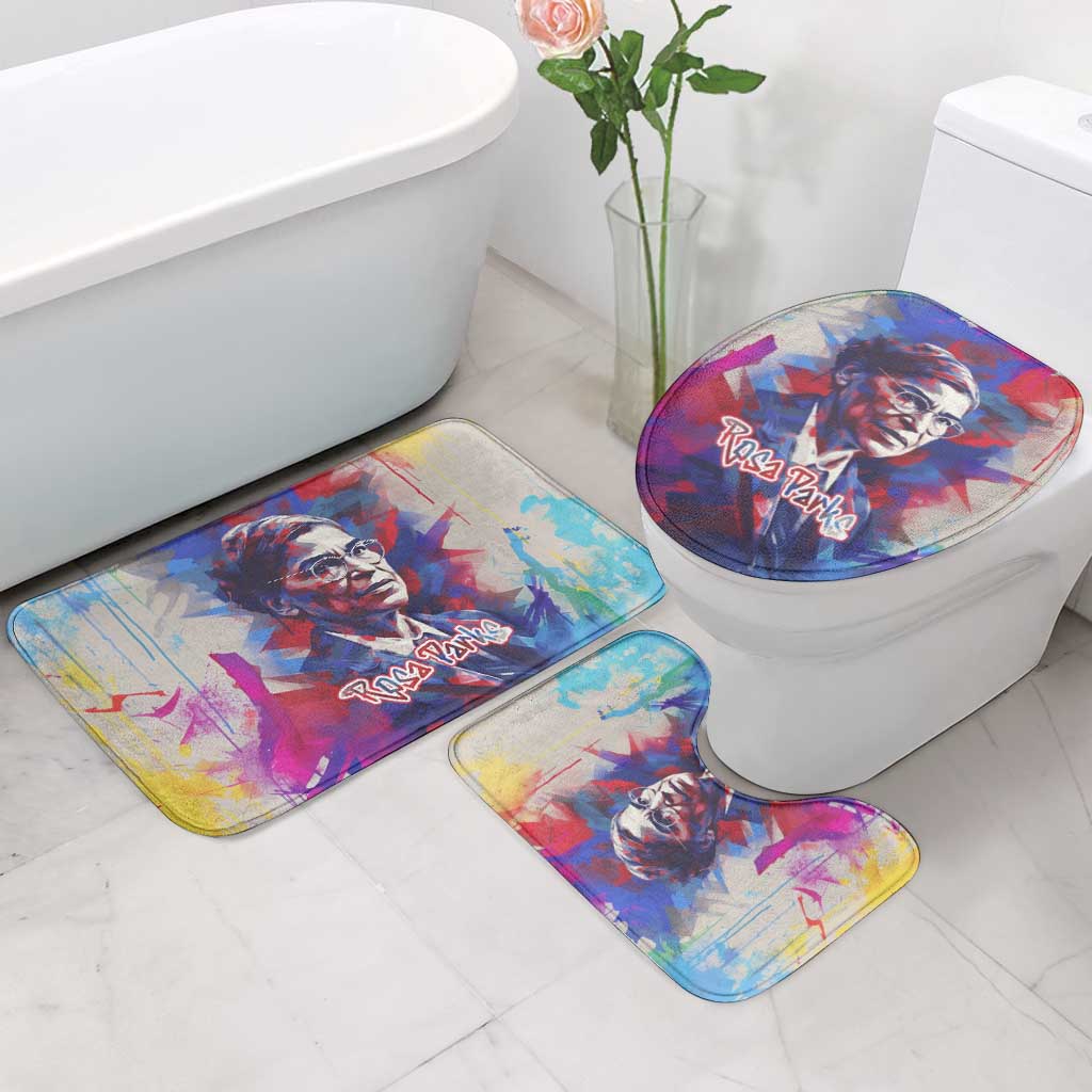 Rosa Parks Bathroom Set Red Blue Abstract Art Portrait Sitting Down to Stand Up Quote Civil Rights Tribute - Wonder Print Shop