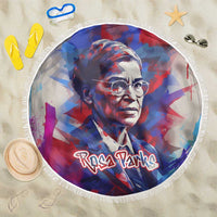Rosa Parks Beach Blanket Red Blue Abstract Art Portrait Sitting Down to Stand Up Quote Civil Rights Tribute - Wonder Print Shop