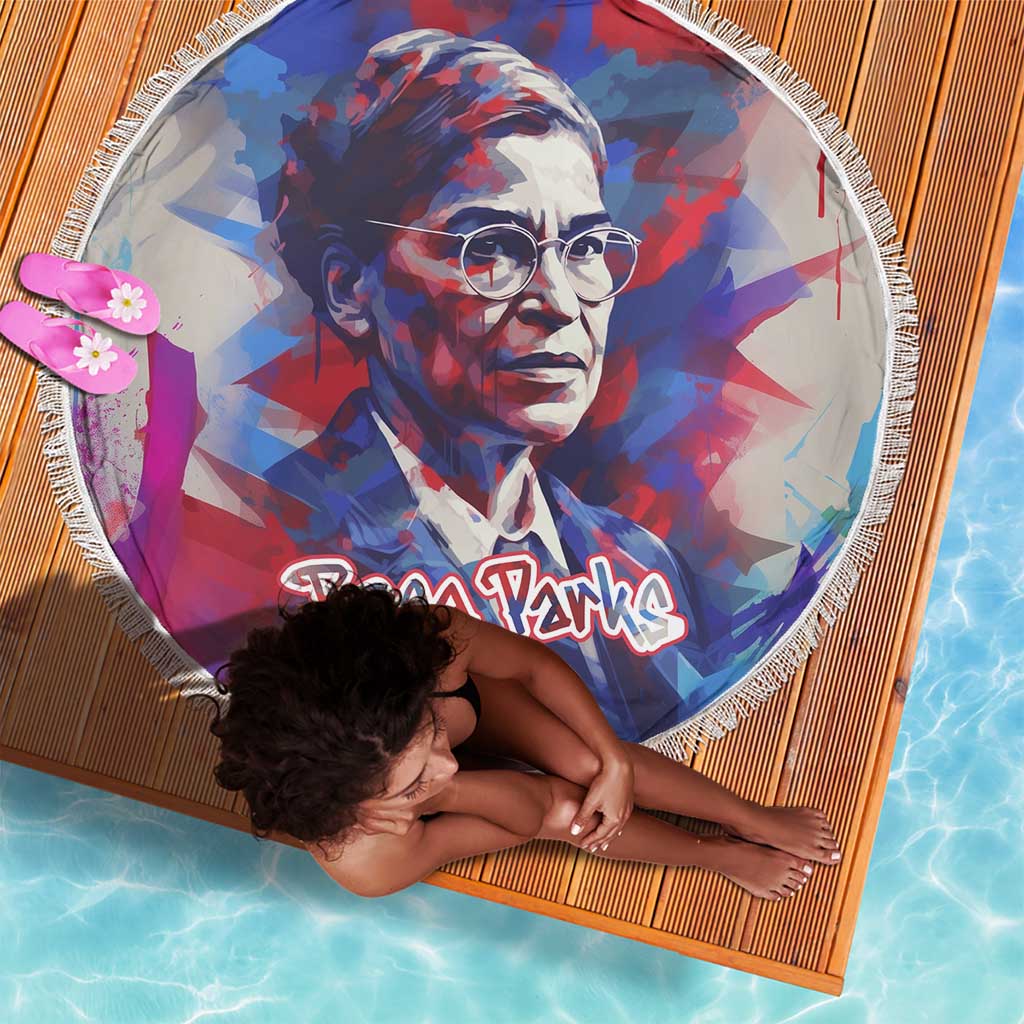 Rosa Parks Beach Blanket Red Blue Abstract Art Portrait Sitting Down to Stand Up Quote Civil Rights Tribute - Wonder Print Shop