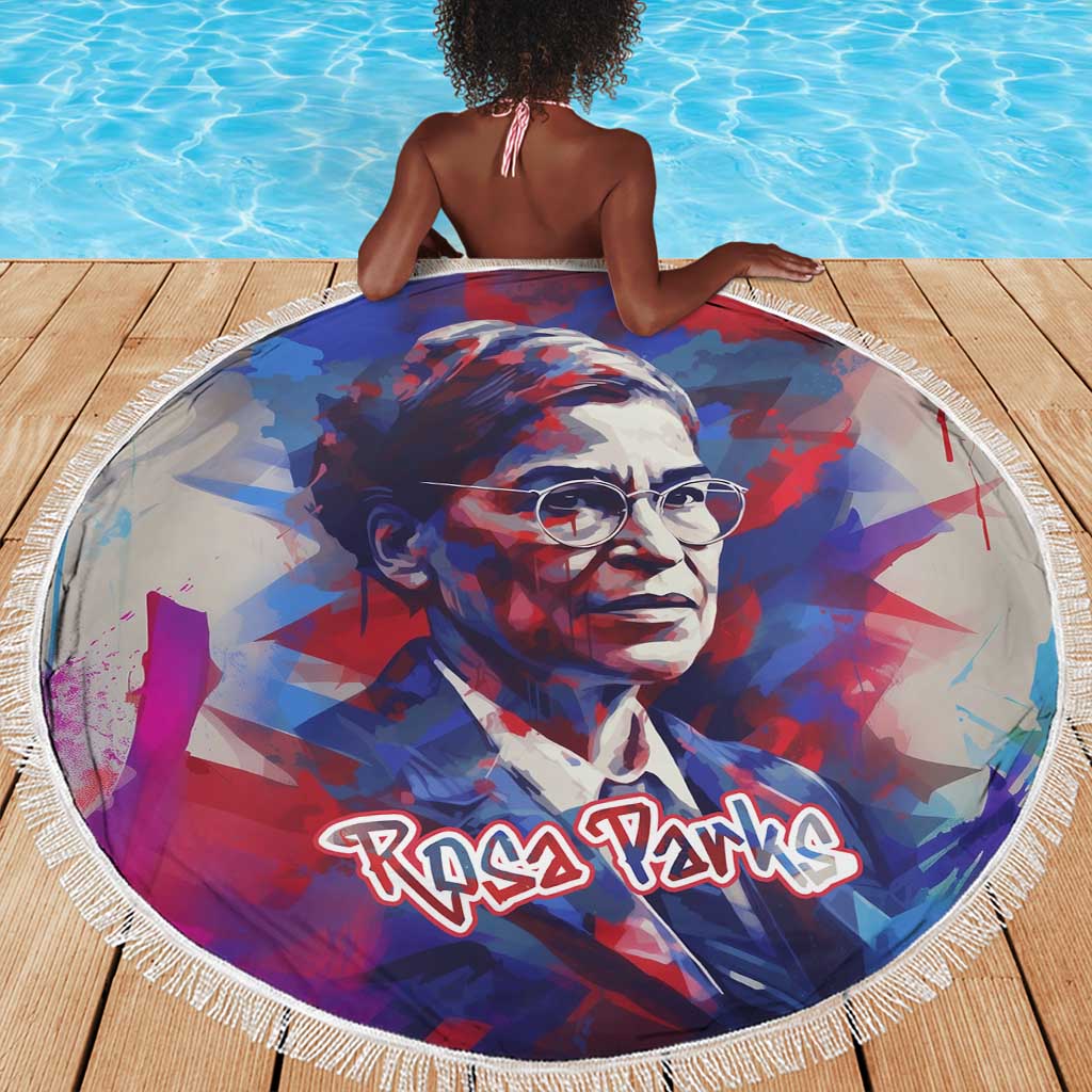 Rosa Parks Beach Blanket Red Blue Abstract Art Portrait Sitting Down to Stand Up Quote Civil Rights Tribute - Wonder Print Shop