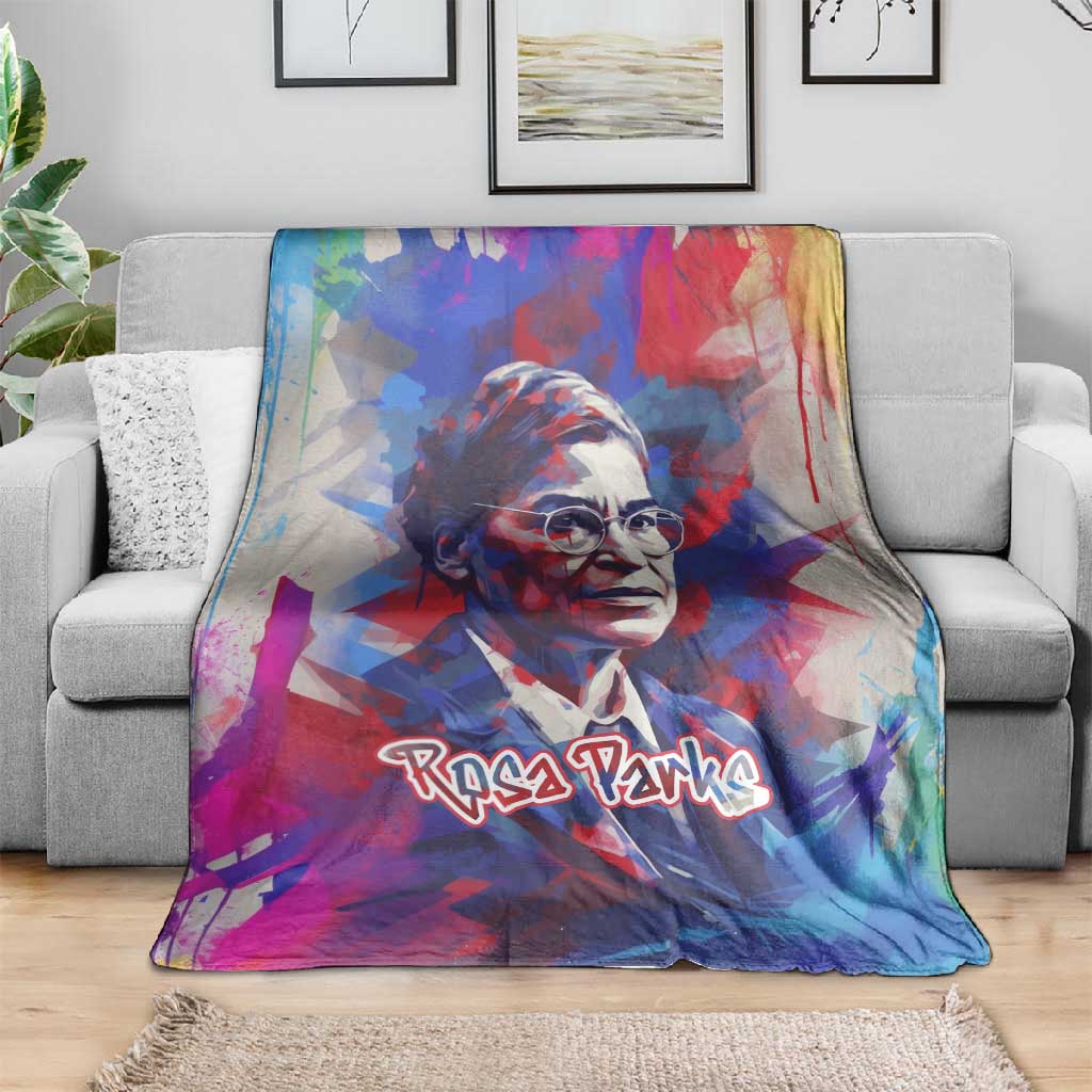 Rosa Parks Blanket Red Blue Abstract Art Portrait Sitting Down to Stand Up Quote Civil Rights Tribute - Wonder Print Shop