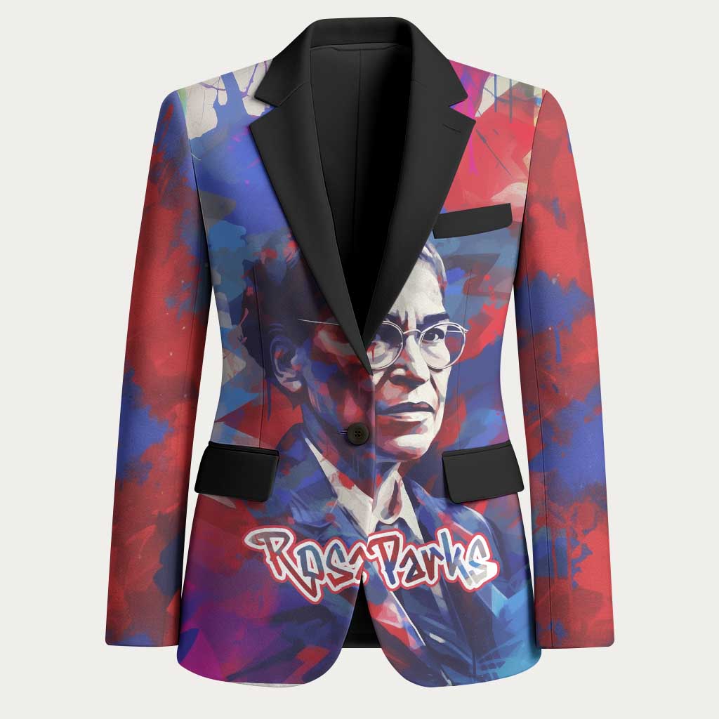 Rosa Parks Blazer Red Blue Abstract Art Portrait Sitting Down to Stand Up Quote Civil Rights Tribute - Wonder Print Shop