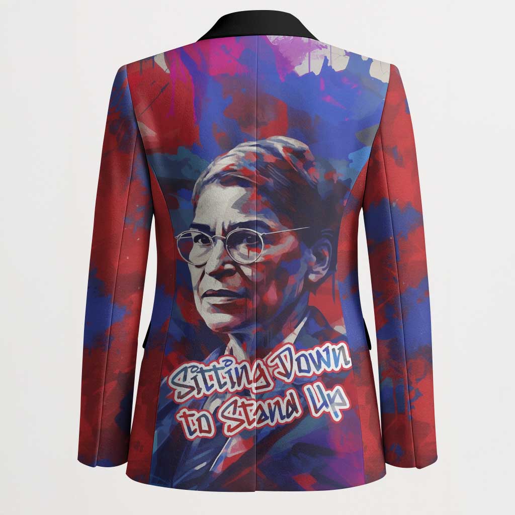 Rosa Parks Blazer Red Blue Abstract Art Portrait Sitting Down to Stand Up Quote Civil Rights Tribute - Wonder Print Shop