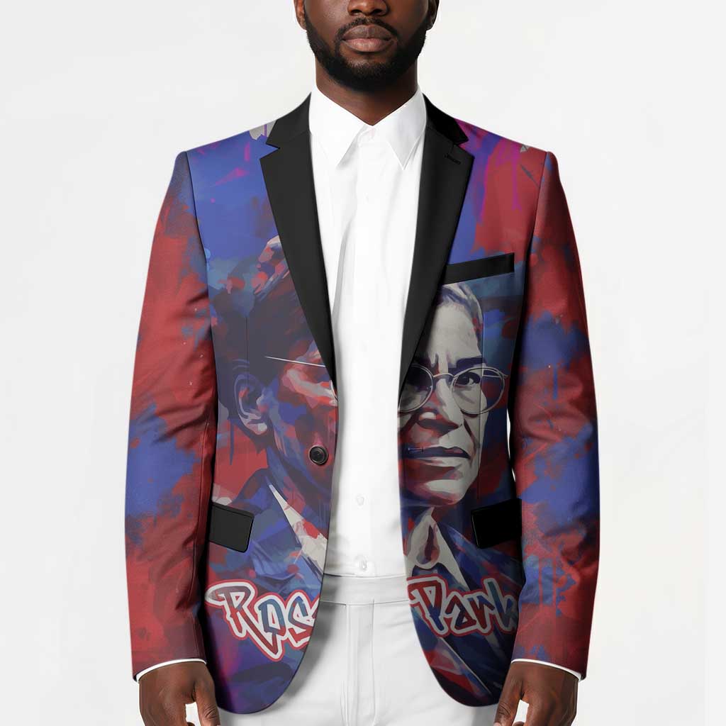 Rosa Parks Blazer Red Blue Abstract Art Portrait Sitting Down to Stand Up Quote Civil Rights Tribute - Wonder Print Shop