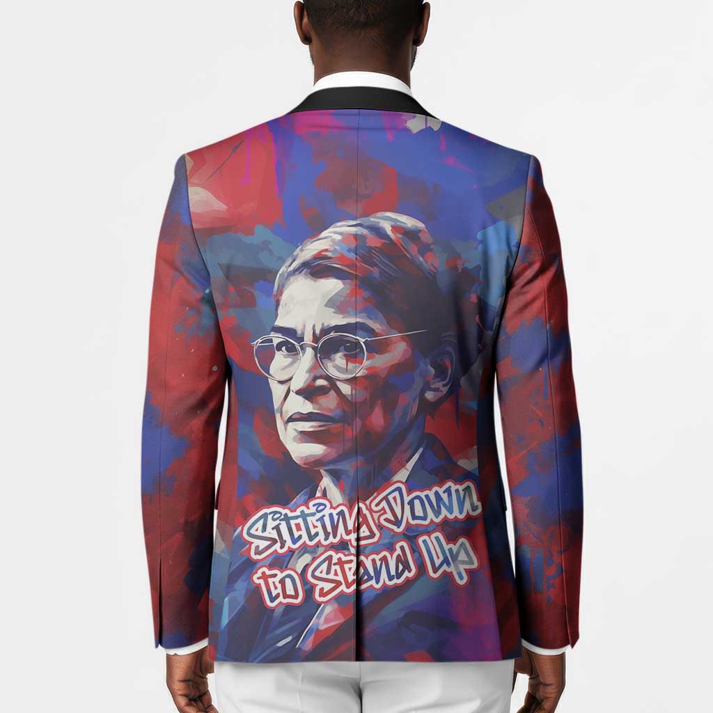 Rosa Parks Blazer Red Blue Abstract Art Portrait Sitting Down to Stand Up Quote Civil Rights Tribute - Wonder Print Shop