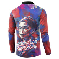 Rosa Parks Button Sweatshirt Red Blue Abstract Art Portrait Sitting Down to Stand Up Quote Civil Rights Tribute