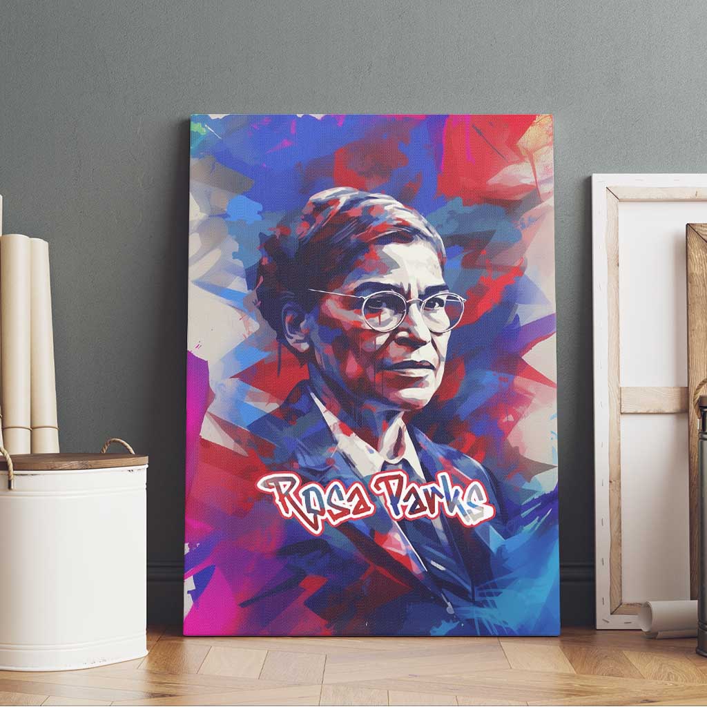 Rosa Parks Canvas Wall Art Red Blue Abstract Art Portrait Sitting Down to Stand Up Quote Civil Rights Tribute - Wonder Print Shop
