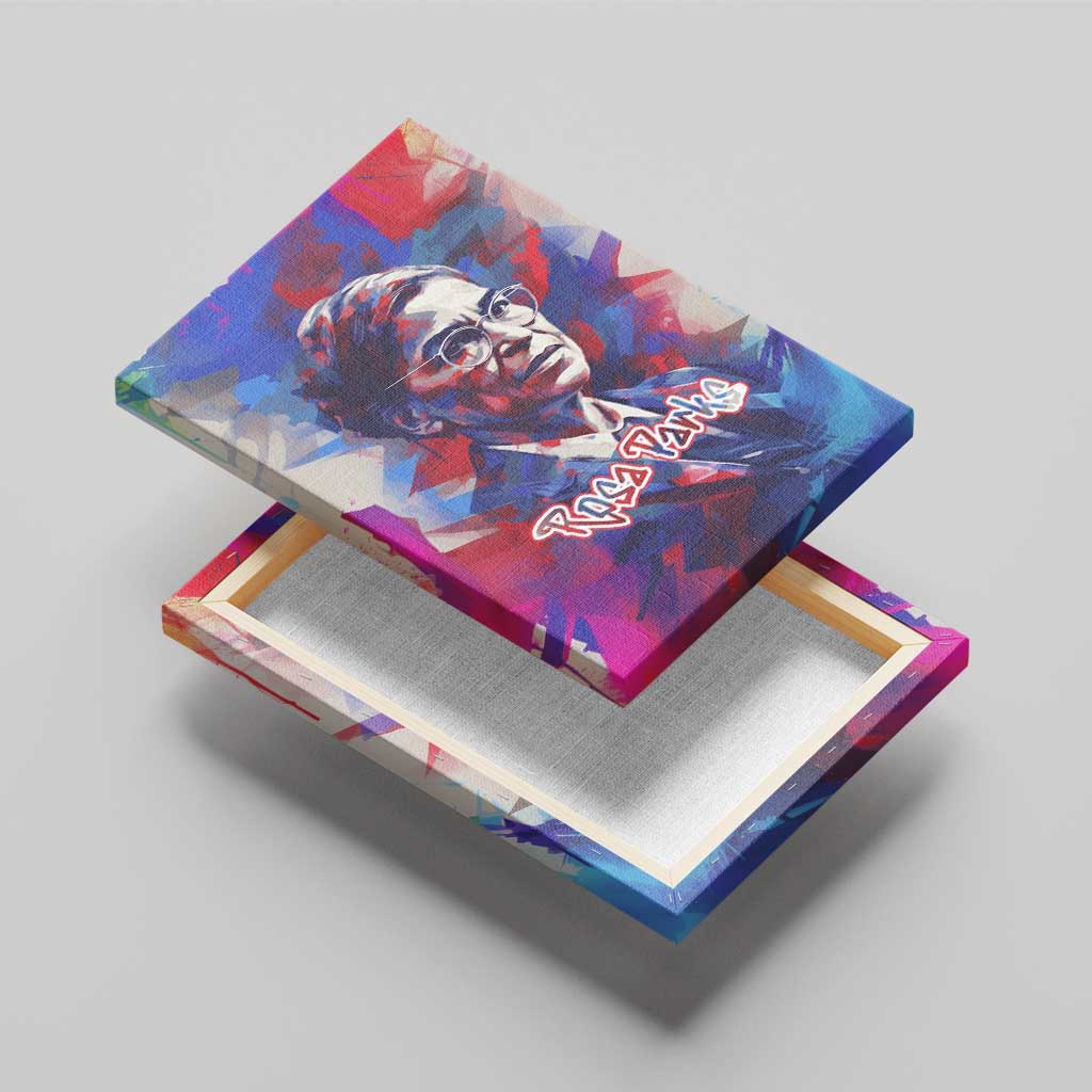Rosa Parks Canvas Wall Art Red Blue Abstract Art Portrait Sitting Down to Stand Up Quote Civil Rights Tribute - Wonder Print Shop
