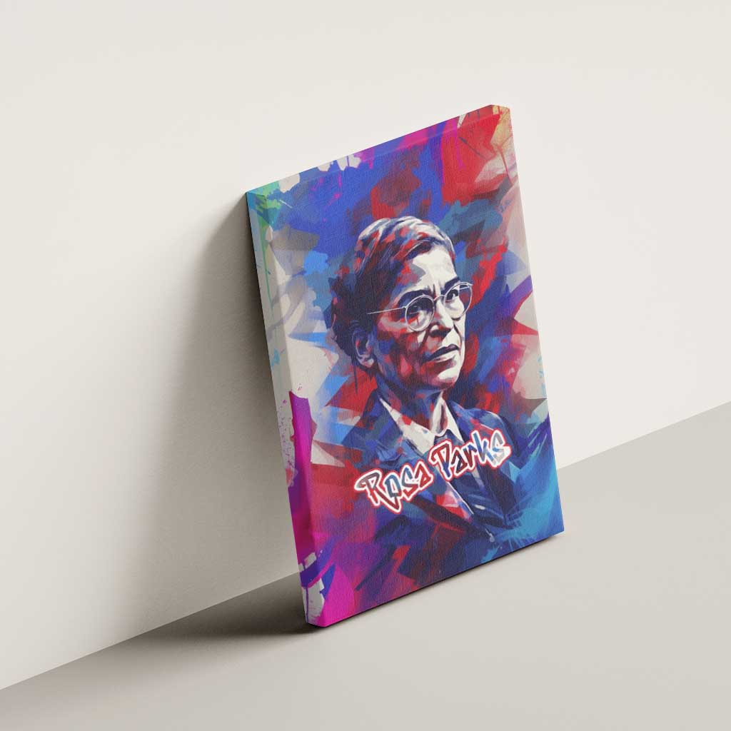 Rosa Parks Canvas Wall Art Red Blue Abstract Art Portrait Sitting Down to Stand Up Quote Civil Rights Tribute - Wonder Print Shop