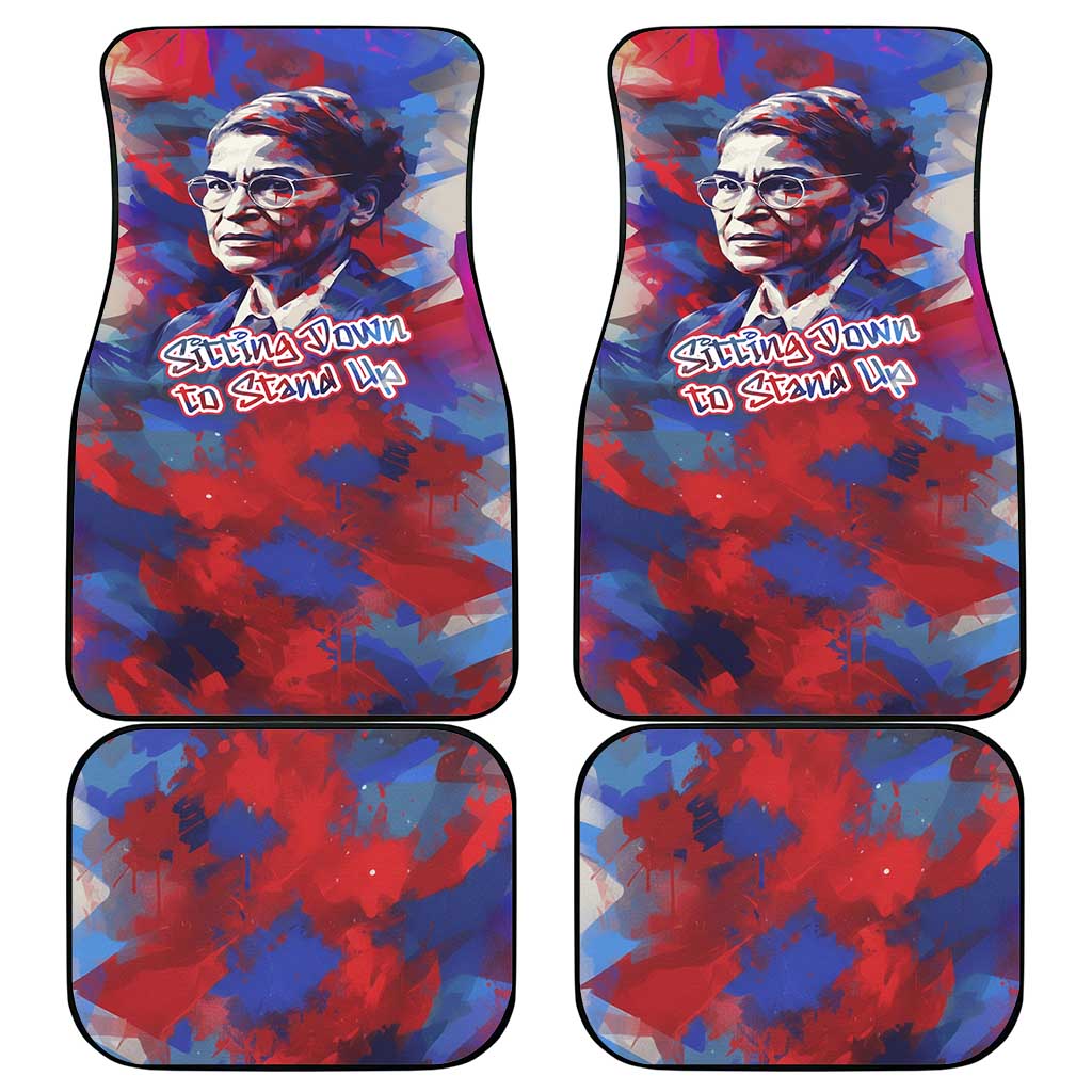 Rosa Parks Car Mats Red Blue Abstract Art Portrait Sitting Down to Stand Up Quote Civil Rights Tribute - Wonder Print Shop