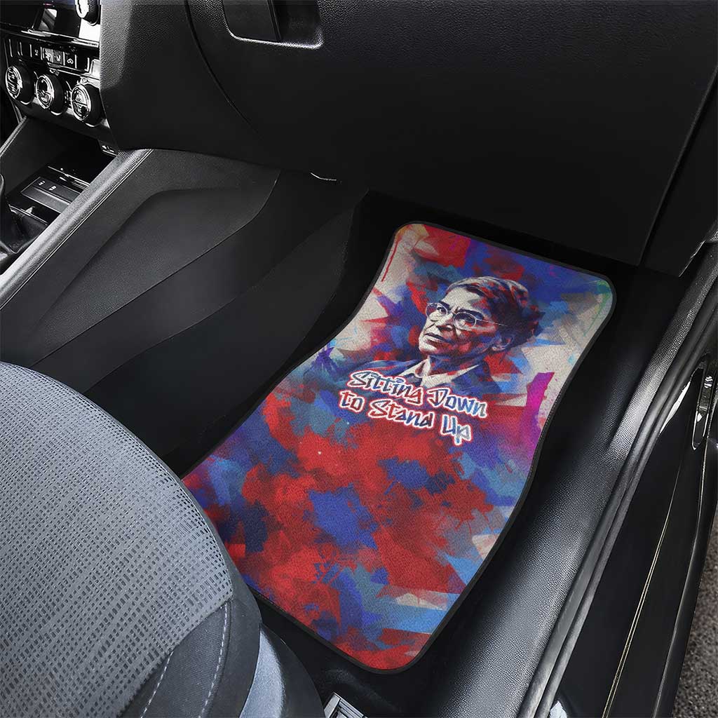 Rosa Parks Car Mats Red Blue Abstract Art Portrait Sitting Down to Stand Up Quote Civil Rights Tribute - Wonder Print Shop