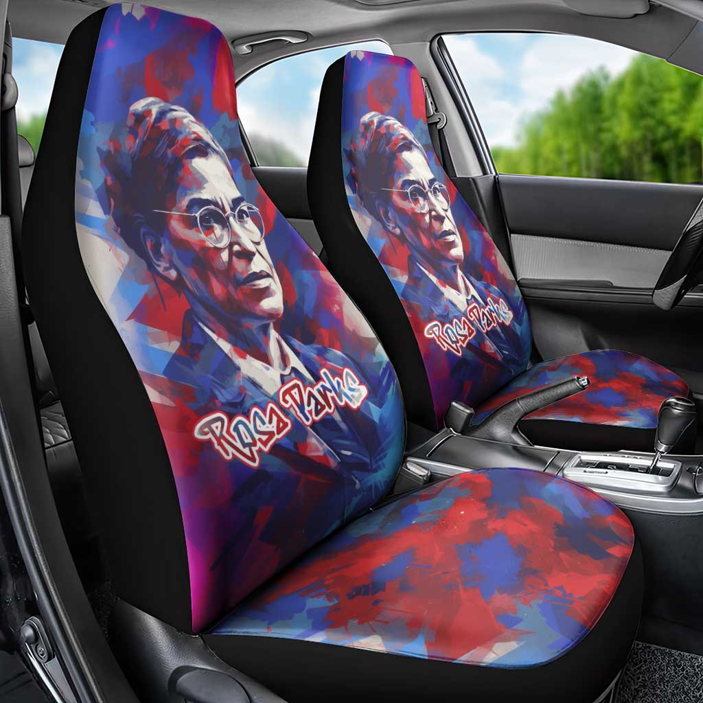 Rosa Parks Car Seat Cover Red Blue Abstract Art Portrait Sitting Down to Stand Up Quote Civil Rights Tribute - Wonder Print Shop