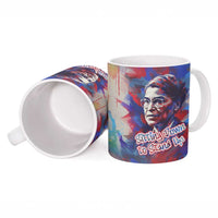Rosa Parks Ceramic Mug Red Blue Abstract Art Portrait Sitting Down to Stand Up Quote Civil Rights Tribute - Wonder Print Shop