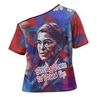 Rosa Parks Cross Shoulder Shirt Red Blue Abstract Art Portrait Sitting Down to Stand Up Quote Civil Rights Tribute - Wonder Print Shop