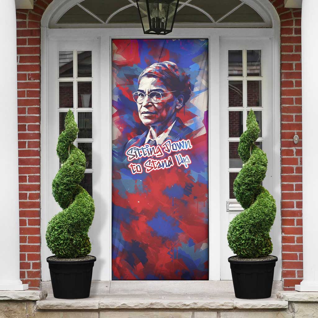 Rosa Parks Door Cover Red Blue Abstract Art Portrait Sitting Down to Stand Up Quote Civil Rights Tribute - Wonder Print Shop