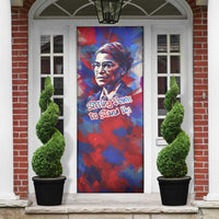 Rosa Parks Door Cover Red Blue Abstract Art Portrait Sitting Down to Stand Up Quote Civil Rights Tribute - Wonder Print Shop