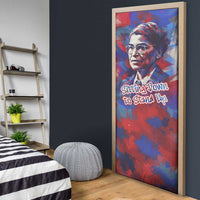 Rosa Parks Door Cover Red Blue Abstract Art Portrait Sitting Down to Stand Up Quote Civil Rights Tribute - Wonder Print Shop