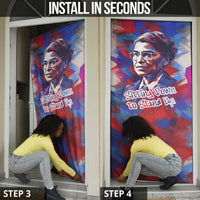 Rosa Parks Door Cover Red Blue Abstract Art Portrait Sitting Down to Stand Up Quote Civil Rights Tribute - Wonder Print Shop