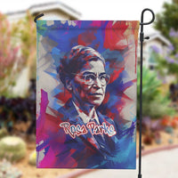 Rosa Parks Garden Flag Red Blue Abstract Art Portrait Sitting Down to Stand Up Quote Civil Rights Tribute - Wonder Print Shop