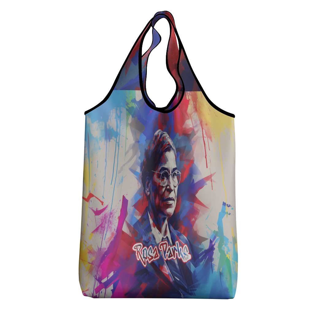 Rosa Parks Grocery Bag Red Blue Abstract Art Portrait Sitting Down to Stand Up Quote Civil Rights Tribute - Wonder Print Shop