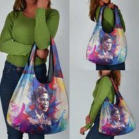 Rosa Parks Grocery Bag Red Blue Abstract Art Portrait Sitting Down to Stand Up Quote Civil Rights Tribute - Wonder Print Shop