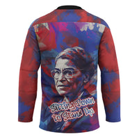 Rosa Parks Hockey Jersey Red Blue Abstract Art Portrait Sitting Down to Stand Up Quote Civil Rights Tribute - Wonder Print Shop
