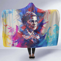 Rosa Parks Hooded Blanket Red Blue Abstract Art Portrait Sitting Down to Stand Up Quote Civil Rights Tribute - Wonder Print Shop
