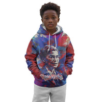 Rosa Parks Kid Hoodie Red Blue Abstract Art Portrait Sitting Down to Stand Up Quote Civil Rights Tribute - Wonder Print Shop