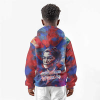 Rosa Parks Kid Hoodie Red Blue Abstract Art Portrait Sitting Down to Stand Up Quote Civil Rights Tribute - Wonder Print Shop