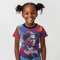 Rosa Parks Kid T shirt Red Blue Abstract Art Portrait Sitting Down to Stand Up Quote Civil Rights Tribute TS04