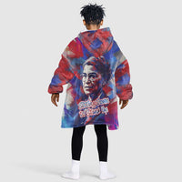 Rosa Parks Kid Wearable Blanket Hoodie Red Blue Abstract Art Portrait Sitting Down to Stand Up Quote Civil Rights Tribute - Wonder Print Shop
