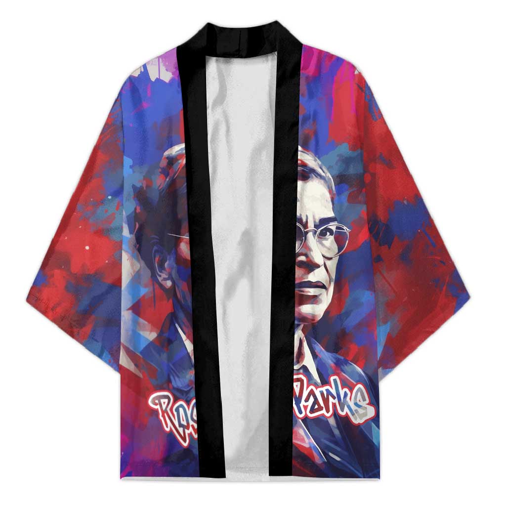 Rosa Parks Kimono Red Blue Abstract Art Portrait Sitting Down to Stand Up Quote Civil Rights Tribute - Wonder Print Shop