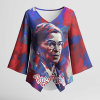 Rosa Parks Kimono Sleeve Blouse Red Blue Abstract Art Portrait Sitting Down to Stand Up Quote Civil Rights Tribute - Wonder Print Shop