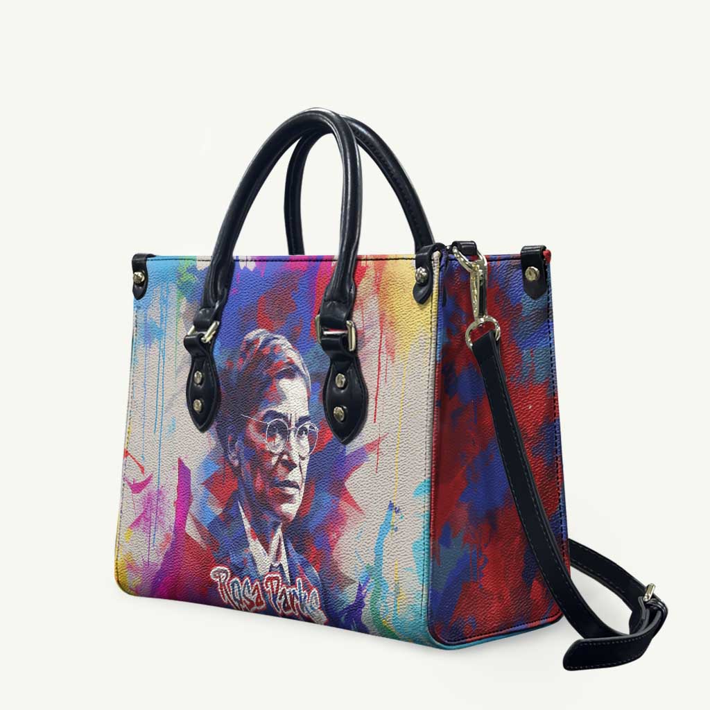 Rosa Parks Leather Bag Red Blue Abstract Art Portrait Sitting Down to Stand Up Quote Civil Rights Tribute - Wonder Print Shop