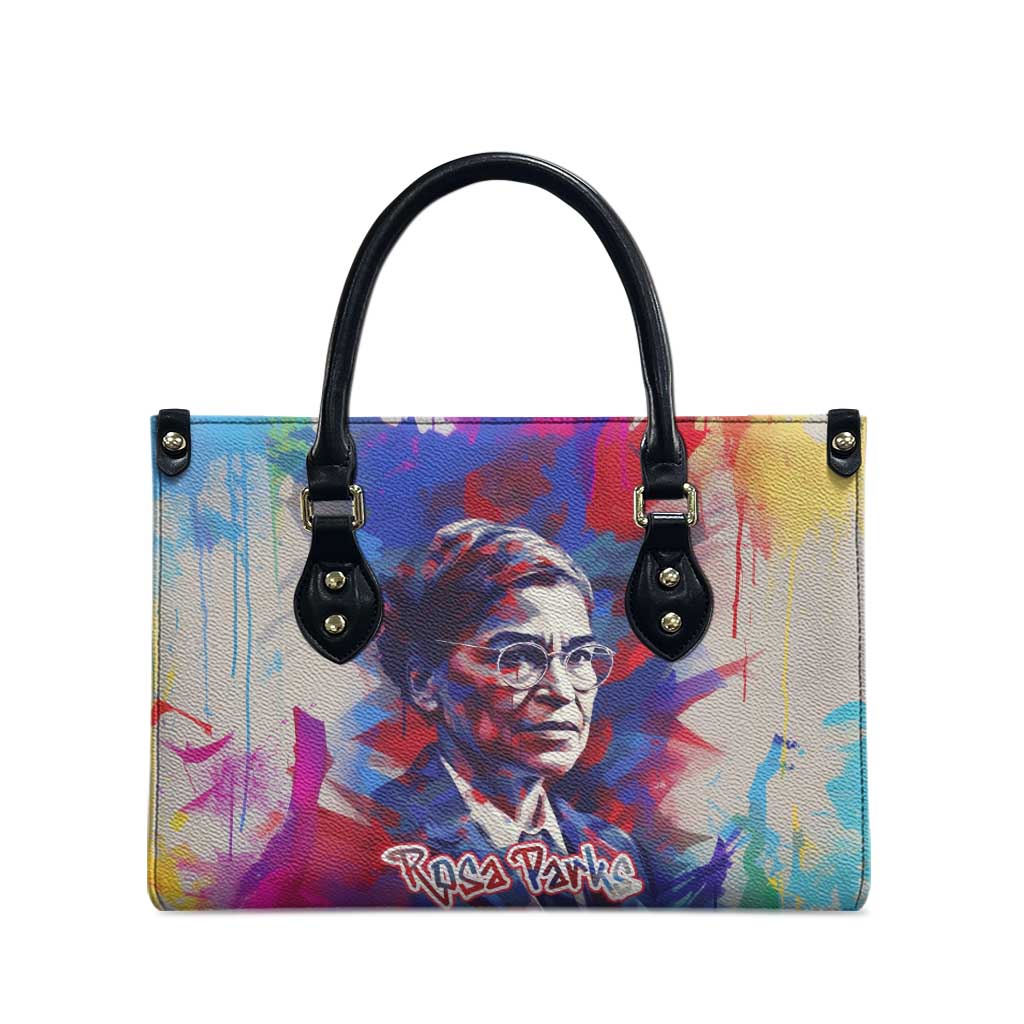 Rosa Parks Leather Bag Red Blue Abstract Art Portrait Sitting Down to Stand Up Quote Civil Rights Tribute - Wonder Print Shop