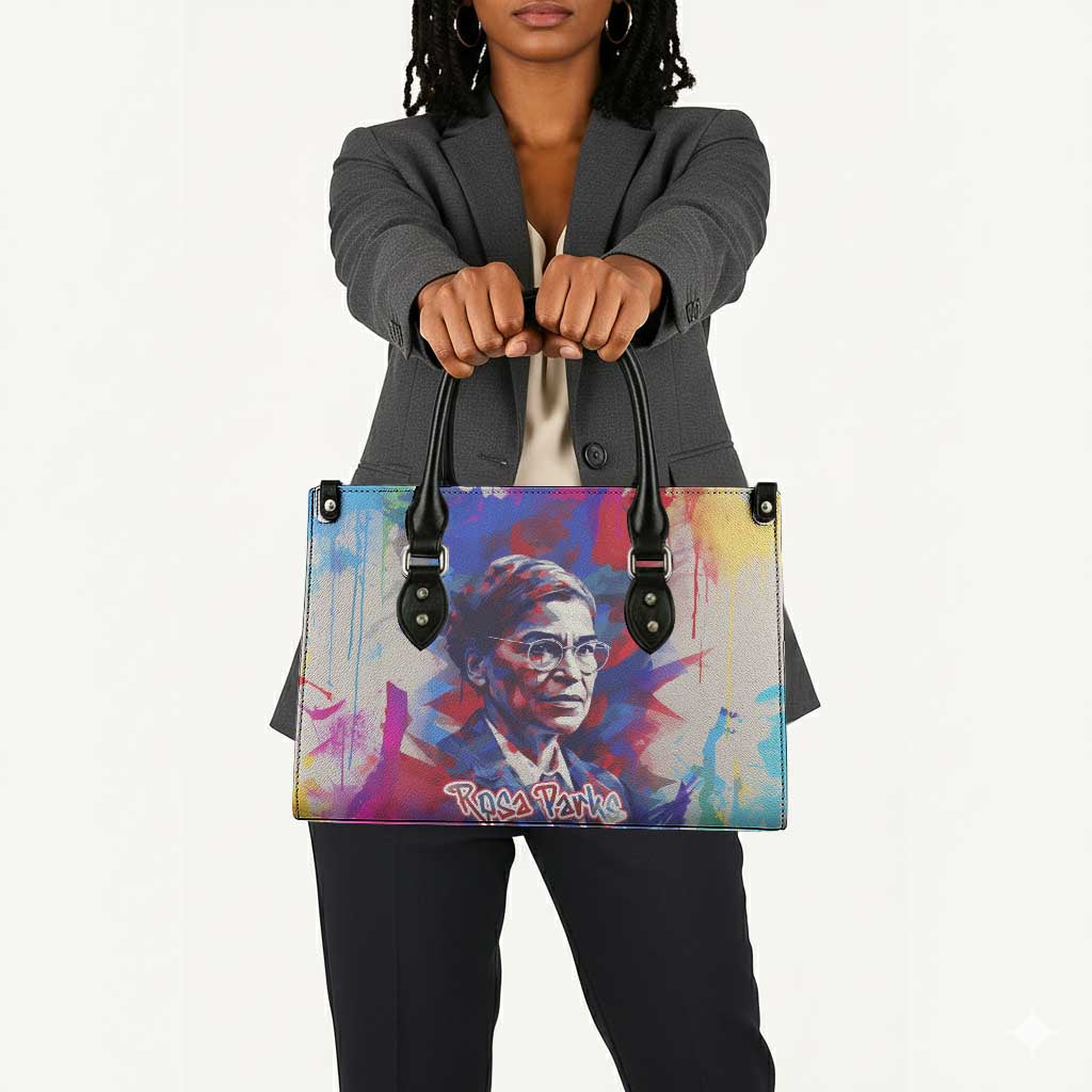 Rosa Parks Leather Bag Red Blue Abstract Art Portrait Sitting Down to Stand Up Quote Civil Rights Tribute - Wonder Print Shop