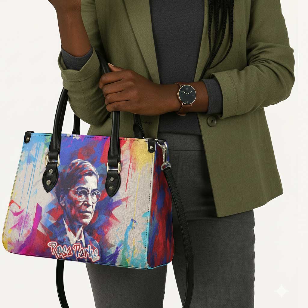 Rosa Parks Leather Bag Red Blue Abstract Art Portrait Sitting Down to Stand Up Quote Civil Rights Tribute - Wonder Print Shop