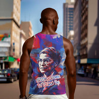 Rosa Parks Men Tank Top Red Blue Abstract Art Portrait Sitting Down to Stand Up Quote Civil Rights Tribute - Wonder Print Shop