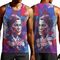 Rosa Parks Men Tank Top Red Blue Abstract Art Portrait Sitting Down to Stand Up Quote Civil Rights Tribute - Wonder Print Shop