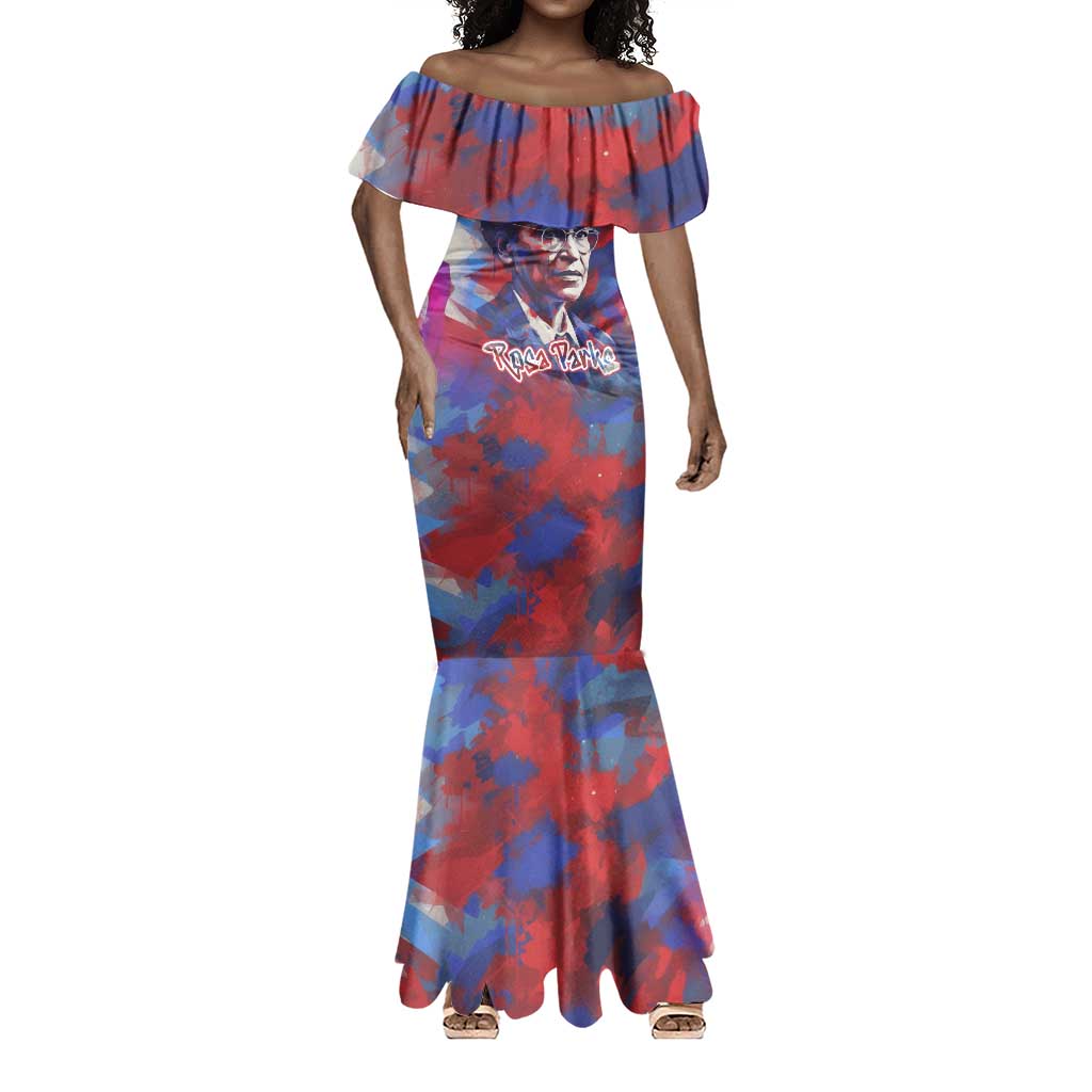 Rosa Parks Mermaid Dress Red Blue Abstract Art Portrait Sitting Down to Stand Up Quote Civil Rights Tribute TS04