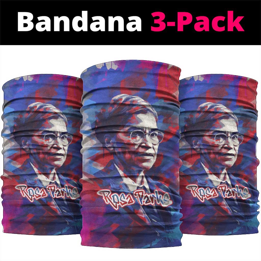 Rosa Parks Neck Gaiter Red Blue Abstract Art Portrait Sitting Down to Stand Up Quote Civil Rights Tribute - Wonder Print Shop