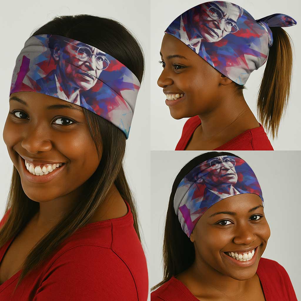 Rosa Parks Neck Gaiter Red Blue Abstract Art Portrait Sitting Down to Stand Up Quote Civil Rights Tribute - Wonder Print Shop