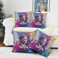 Rosa Parks Pillow Cover Red Blue Abstract Art Portrait Sitting Down to Stand Up Quote Civil Rights Tribute - Wonder Print Shop