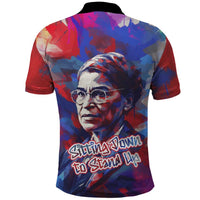 Rosa Parks Polo Shirt Red Blue Abstract Art Portrait Sitting Down to Stand Up Quote Civil Rights Tribute TS04
