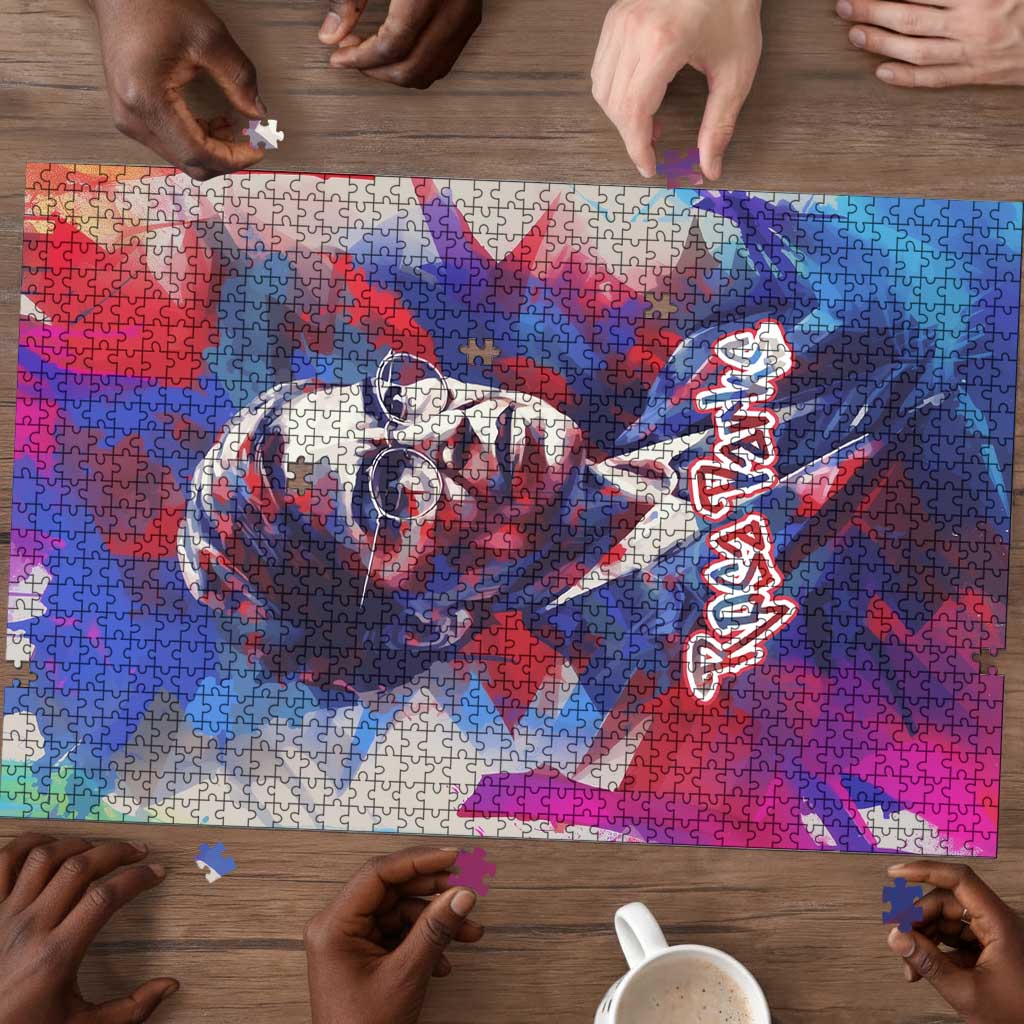 Rosa Parks Puzzle Red Blue Abstract Art Portrait Sitting Down to Stand Up Quote Civil Rights Tribute - Wonder Print Shop