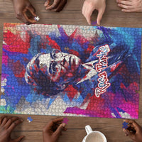 Rosa Parks Puzzle Red Blue Abstract Art Portrait Sitting Down to Stand Up Quote Civil Rights Tribute - Wonder Print Shop