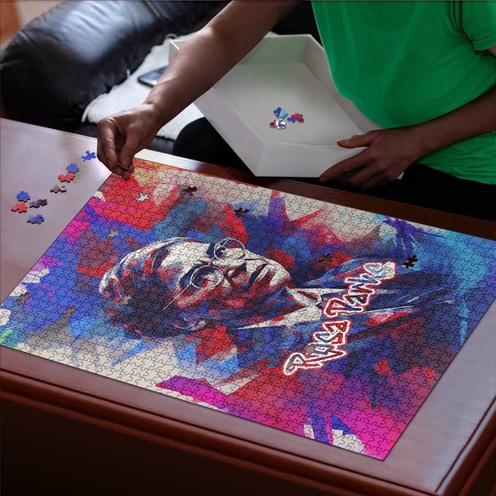 Rosa Parks Puzzle Red Blue Abstract Art Portrait Sitting Down to Stand Up Quote Civil Rights Tribute - Wonder Print Shop