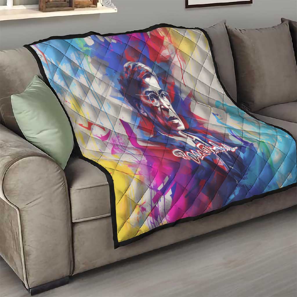 Rosa Parks Quilt Red Blue Abstract Art Portrait Sitting Down to Stand Up Quote Civil Rights Tribute - Wonder Print Shop