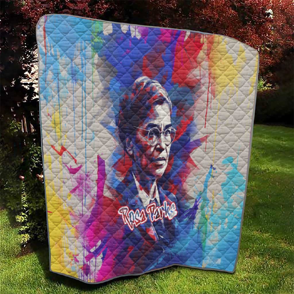 Rosa Parks Quilt Red Blue Abstract Art Portrait Sitting Down to Stand Up Quote Civil Rights Tribute - Wonder Print Shop